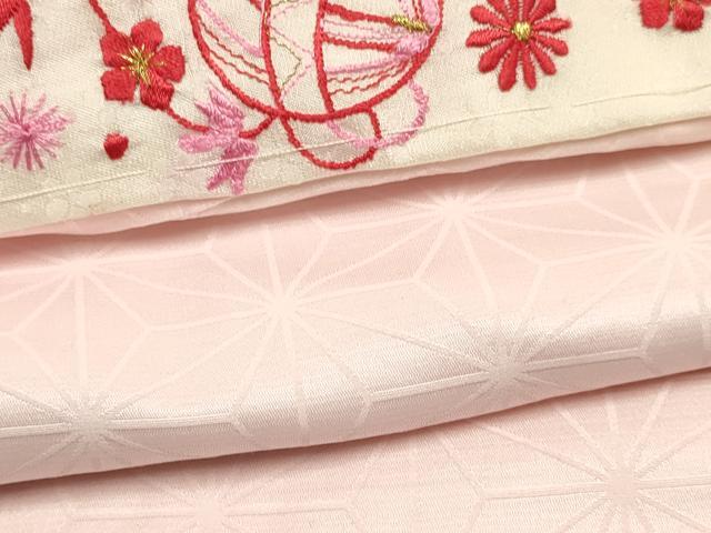 平和屋着物[]七五三　女の子　３歳　祝着　三つ身　長襦袢(袷・半衿刺繍)セット　文箱　花車文　暈し染め　金銀彩　逸品　DABA3560ma