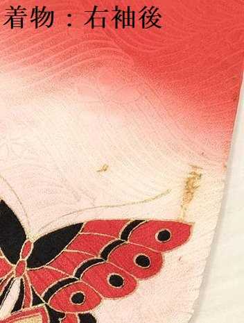 平和屋着物[]七五三　女の子　７歳　祝着　四つ身　長襦袢(無双仕立て・半衿刺繍)セット　刺繍　花蝶文　暈し染め　金彩　逸品　DABA3565ma