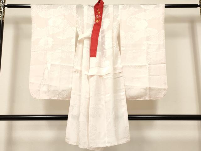 平和屋着物[]七五三　女の子　７歳　祝着　四つ身　長襦袢(無双仕立て・半衿刺繍)セット　刺繍　花蝶文　暈し染め　金彩　逸品　DABA3565ma
