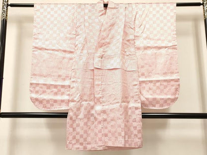 平和屋着物[]七五三　女の子　３歳　祝着　三つ身　長襦袢(無双仕立て)セット　駒刺繍　打ち出の小槌　御所車花文　金彩　逸品　DABA3566ma