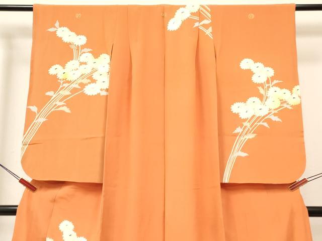 平和屋着物∵女の子　十三参り　子供　祝着・長襦袢(袷・半衿刺繍)セット　枝菊　銀彩　逸品　DABA3568ma