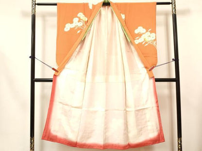 平和屋着物∵女の子　十三参り　子供　祝着・長襦袢(袷・半衿刺繍)セット　枝菊　銀彩　逸品　DABA3568ma