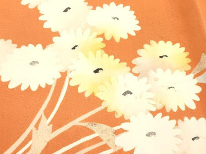 平和屋着物∵女の子　十三参り　子供　祝着・長襦袢(袷・半衿刺繍)セット　枝菊　銀彩　逸品　DABA3568ma