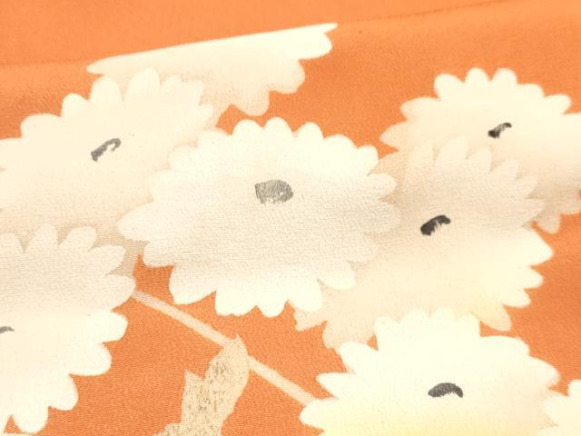 平和屋着物∵女の子　十三参り　子供　祝着・長襦袢(袷・半衿刺繍)セット　枝菊　銀彩　逸品　DABA3568ma