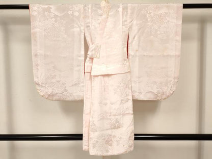 平和屋着物[]七五三　女の子　３歳　祝着　三つ身　長襦袢(袷)セット　雪芝花蝶文　暈し染め　金銀彩　逸品　DABA3571ma