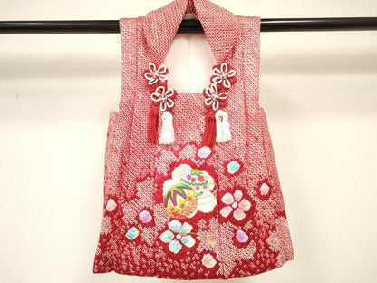 平和屋着物[]七五三　女の子　３歳　祝着　三つ身　被布セット　駒刺繍　鈴花文　暈し染め　金彩　逸品　DABA3573ma