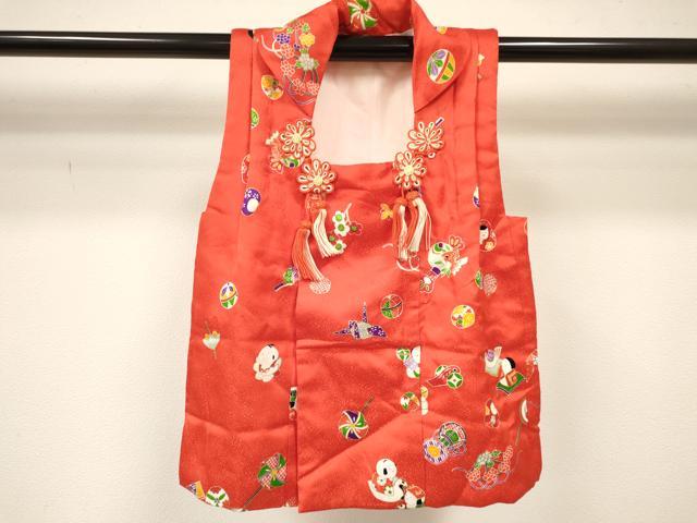 平和屋着物[]七五三　女の子　３歳　祝着　三つ身　被布セット　唐子玩具文　金彩　逸品　DABA3574ma