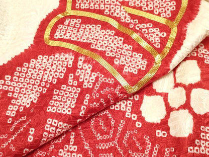平和屋着物[]七五三　女の子　３歳　祝着　三つ身　長襦袢(袷・半衿刺繍)セット　駒刺繍　絞り　束ね熨斗花文　逸品　DABA3576ma