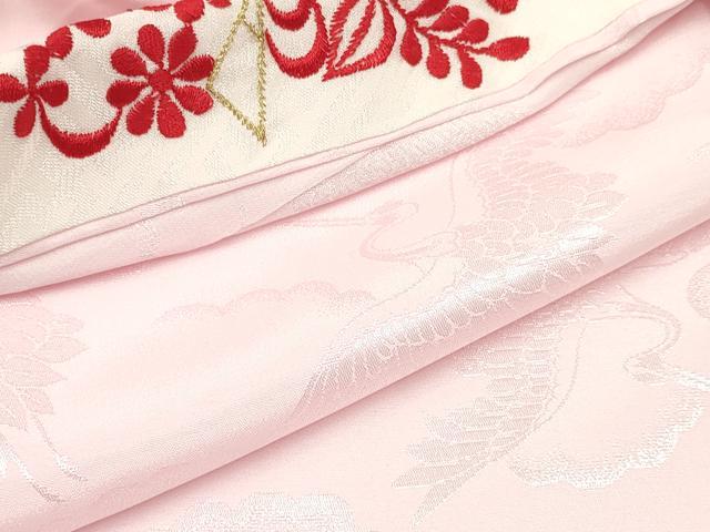 平和屋着物[]七五三　女の子　３歳　祝着　三つ身　長襦袢(袷・半衿刺繍)セット　駒刺繍　絞り　束ね熨斗花文　逸品　DABA3576ma