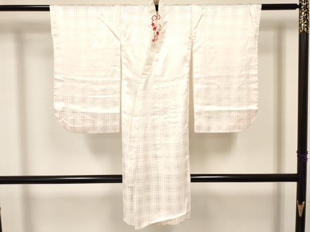 平和屋着物[]七五三　女の子　３歳　祝着　三つ身　長襦袢(袷・半衿刺繍)セット　駒刺繍　源氏車鞠花文　暈し染め　金彩　逸品　DABA3577ma