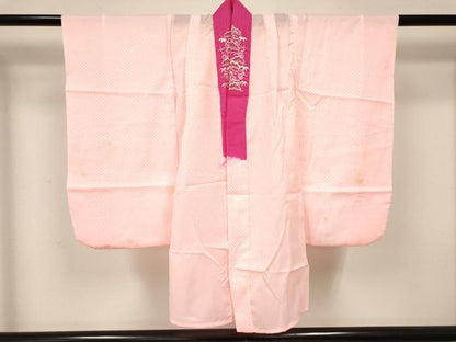 平和屋着物[]七五三　女の子　３歳　祝着　三つ身　長襦袢(無双仕立て)・被布・巾着セット　花蝶文　暈し染め　金彩　逸品　DABA3578ma