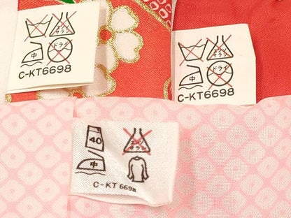 平和屋着物[]七五三　女の子　３歳　祝着　三つ身　長襦袢(無双仕立て)・被布・巾着セット　花蝶文　暈し染め　金彩　逸品　DABA3578ma