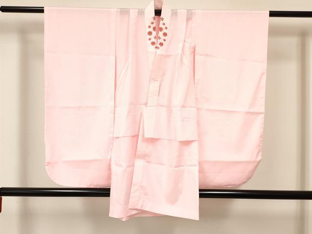 平和屋着物[]七五三　女の子　７歳　祝着　四つ身　襦袢(無双仕立て)・袋帯セット　駒刺繍　鴛鴦鼓花文　金彩　DABA3582ma