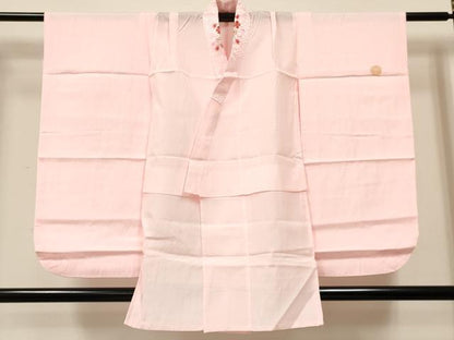 平和屋着物[]七五三　女の子　３歳　祝着　三つ身　長襦袢(無双仕立て)セット　折り鶴　檜扇鞠花文　金彩　逸品　DABA3585ma