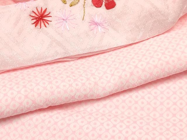 平和屋着物[]七五三　女の子　３歳　祝着　三つ身　長襦袢(無双仕立て)セット　折り鶴　檜扇鞠花文　金彩　逸品　DABA3585ma
