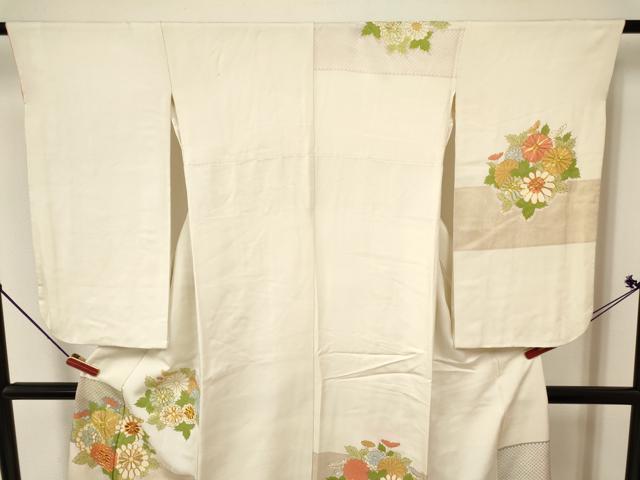 平和屋着物∵女の子 十三参り 子供 祝着・長襦袢(袷・半衿刺繍)セット 駒刺繍 菊 金彩 逸品 DABA3587ma
