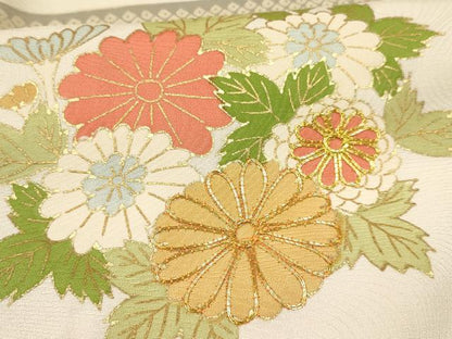 平和屋着物∵女の子 十三参り 子供 祝着・長襦袢(袷・半衿刺繍)セット 駒刺繍 菊 金彩 逸品 DABA3587ma