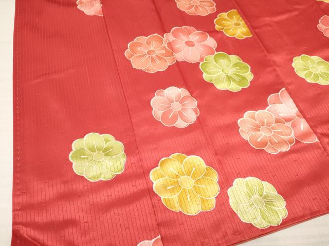 平和屋着物[]七五三　女の子　３歳　祝着　三つ身　長襦袢(単衣)セット　舞花文　洗える着物　DABA3588ma