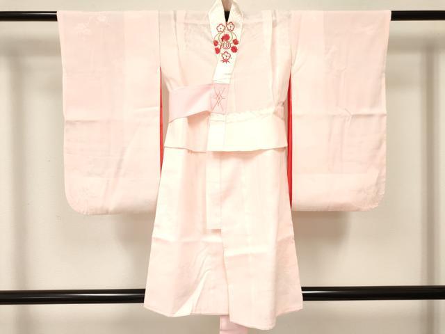 平和屋着物[]七五三　女の子　７歳　祝着　四つ身　長襦袢(無双仕立て)セット　絞り　雪輪御所車花蝶文　金彩　逸品　DABA3589ma