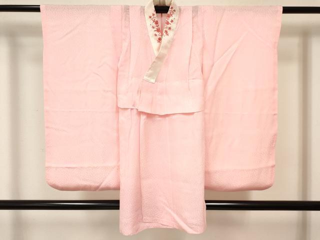 平和屋着物[]七五三　女の子　７歳　祝着　四つ身　長襦袢(無双仕立て)セット　駒刺繍　孔雀花鳥文　金彩　逸品　DABA3590ma