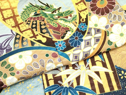 平和屋着物[]七五三　男の子　祝着・羽織セット　龍　兜　松竹梅　暈し染め　洗える着物　DABA3603ma