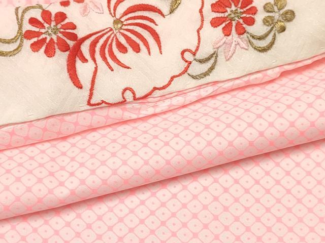 平和屋着物[]七五三　女の子　７歳　祝着　四つ身　長襦袢(単衣・半衿刺繍)セット　杜若　牡丹花文　暈し染め　金彩　逸品　DABA3605ma