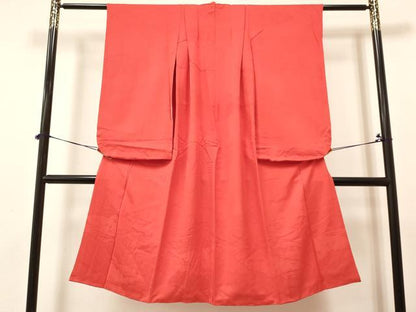 平和屋着物[]七五三　女の子　７歳　祝着　四つ身　長襦袢(無双仕立て・半衿刺繍)セット　雲地紋　緋色　逸品　DABA3606ma