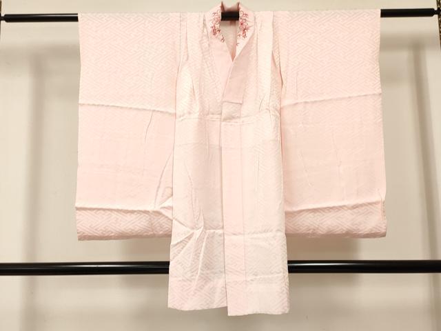平和屋着物[]七五三　女の子　７歳　祝着　四つ身　長襦袢(無双仕立て・半衿刺繍)セット　雲地紋　緋色　逸品　DABA3606ma