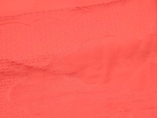 平和屋着物[]七五三　女の子　７歳　祝着　四つ身　長襦袢(無双仕立て・半衿刺繍)セット　雲地紋　緋色　逸品　DABA3606ma