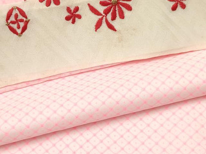 平和屋着物[]七五三　女の子　３歳　祝着　三つ身　長襦袢(無双仕立て・半衿刺繍)セット　鼓牡丹花文　金彩　洗える着物　DABA3607ma