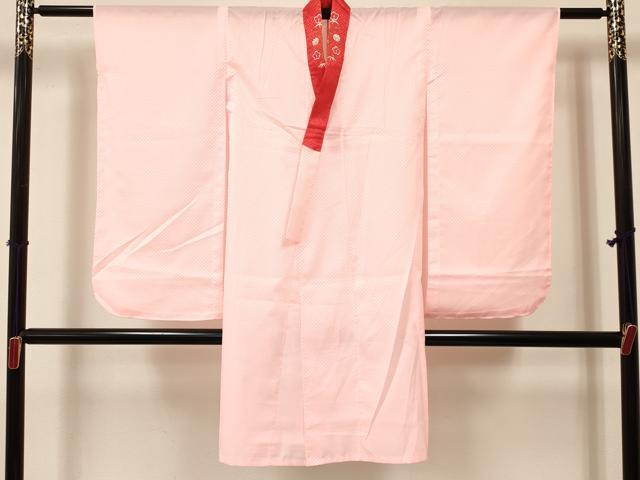 平和屋着物[]七五三　女の子　７歳　祝着　四つ身　襦袢(単衣・半衿刺繍)セット　几帳御所車花文　金彩　DABA3608ma