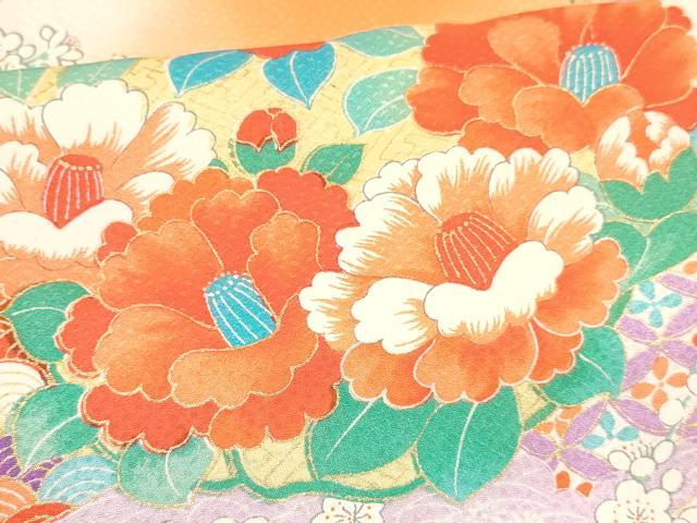 平和屋着物[]七五三　女の子　７歳　祝着　四つ身　長襦袢(無双仕立て)セット　駒刺繍　短冊牡丹花文　暈し染め　金彩　逸品　DABA3610ma