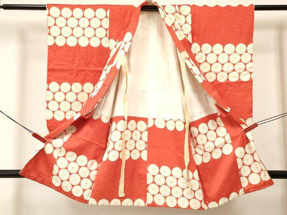 平和屋着物[]七五三　女の子　３歳　祝着　三つ身　長襦袢(袷・半衿刺繍)セット　菊　逸品　DABA3612ma