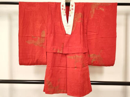 平和屋着物[]七五三　女の子　３歳　祝着　三つ身　長襦袢(袷・半衿刺繍)セット　菊　逸品　DABA3612ma