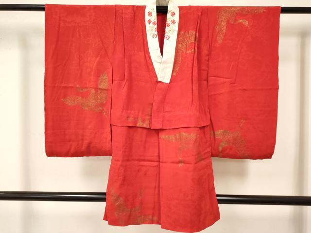 平和屋着物[]七五三　女の子　３歳　祝着　三つ身　長襦袢(袷・半衿刺繍)セット　菊　逸品　DABA3612ma