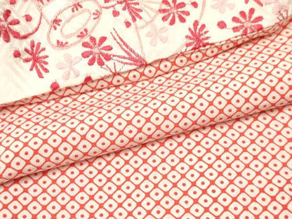 平和屋着物[]七五三　子供　女の子　長襦袢　無双仕立て　鹿の子文様　半衿刺繍　DABA3619ma