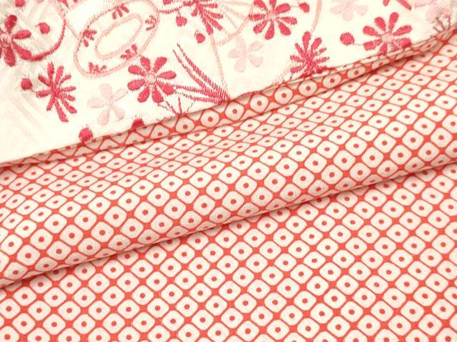 平和屋着物[]七五三　子供　女の子　長襦袢　無双仕立て　鹿の子文様　半衿刺繍　DABA3619ma