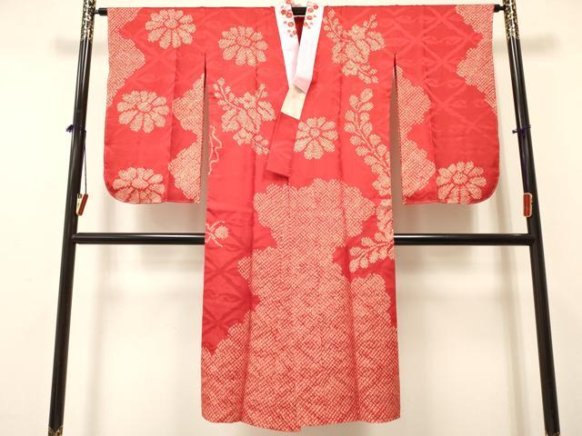 平和屋着物[]七五三　子供　女の子　長襦袢　袷　絞り　鳳凰桐菊文　半衿刺繍　逸品　未使用　DABA3621ma