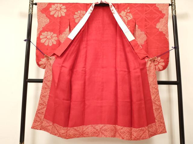 平和屋着物[]七五三　子供　女の子　長襦袢　袷　絞り　鳳凰桐菊文　半衿刺繍　逸品　未使用　DABA3621ma