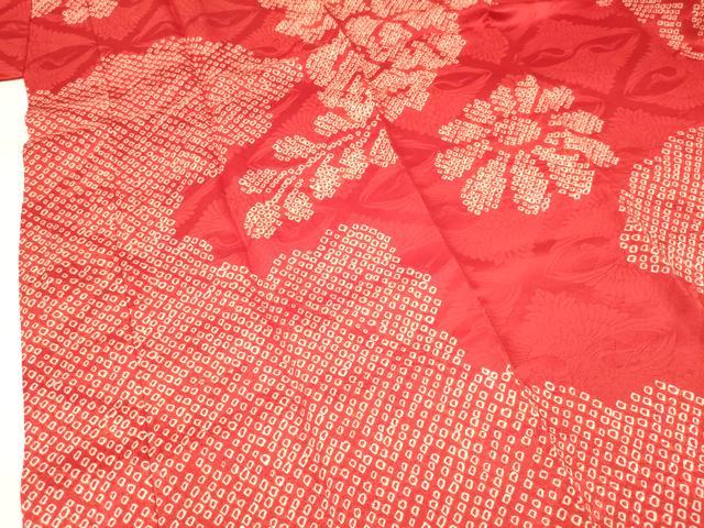 平和屋着物[]七五三　子供　女の子　長襦袢　袷　絞り　鳳凰桐菊文　半衿刺繍　逸品　未使用　DABA3621ma
