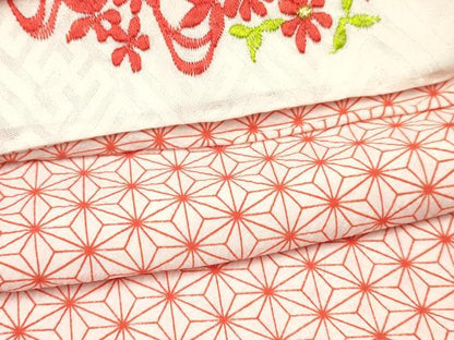 平和屋着物[]七五三　子供　女の子　長襦袢　無双仕立て　麻の葉文様　半衿刺繍　洗える着物　DABA3622ma