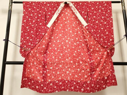 平和屋着物[]七五三　子供　女の子　長襦袢　無双仕立て　菊唐草文　半衿刺繍　逸品　DABA3623ma