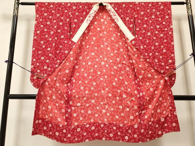 平和屋着物[]七五三　子供　女の子　長襦袢　無双仕立て　菊唐草文　半衿刺繍　逸品　DABA3623ma