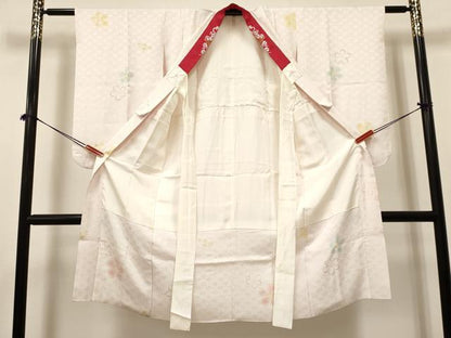 平和屋着物[]七五三　子供　女の子　長襦袢　無双仕立て　舞花文　半衿刺繍　逸品　DABA3624ma