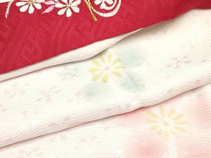 平和屋着物[]七五三　子供　女の子　長襦袢　無双仕立て　舞花文　半衿刺繍　逸品　DABA3624ma