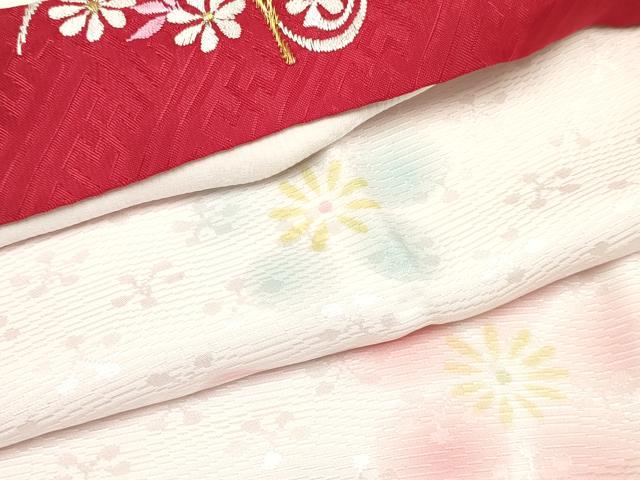平和屋着物[]七五三　子供　女の子　長襦袢　無双仕立て　舞花文　半衿刺繍　逸品　DABA3624ma
