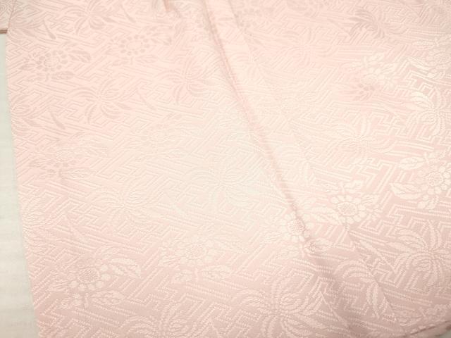 平和屋着物[]七五三　子供　女の子　長襦袢　袷　草花地紋　撫子色　半衿刺繍　逸品　DABA3625ma