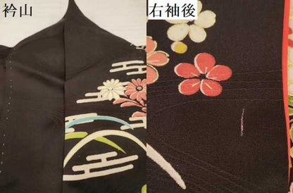 平和屋着物∵女の子 十三参り 子供 祝着 駒刺繍 花車文 黒地 金銀彩 逸品 DABA3630ma