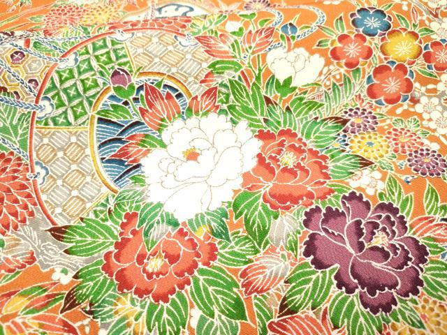 平和屋着物[]七五三　女の子　３歳　祝着　三つ身　鼓花文　鬼しぼ縮緬　逸品　DABA3637ma