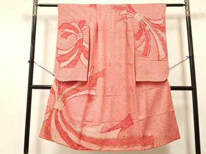 平和屋着物[]七五三　女の子　７歳　祝着　四つ身　駒刺繍　絞り　束ね熨斗松文　逸品　DABA3642ma